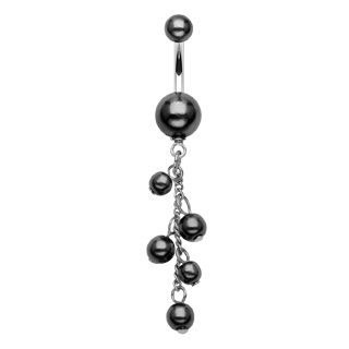 Piercing nombril chapelet de perles noires