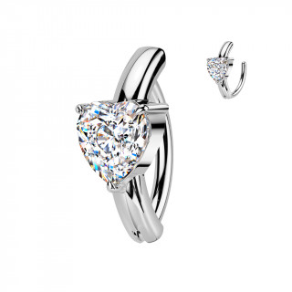 Piercing nombril à charnière avec coeur zirconium