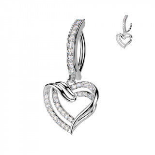 Piercing nombril  charnire avec pendentif coeur lgant