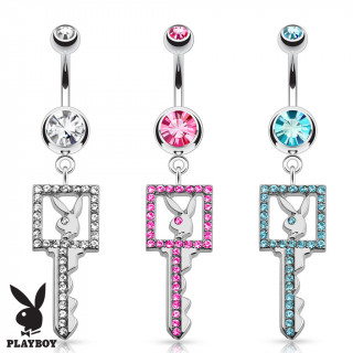 Piercing nombril cl  contours de strass avec lapin Playboy