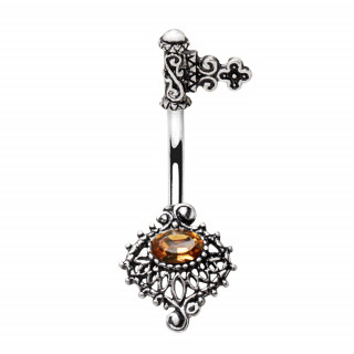 Piercing nombril clé ancienne à zirconium topaze