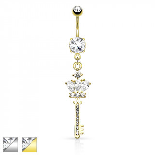 Piercing nombril cl couronne avec strass