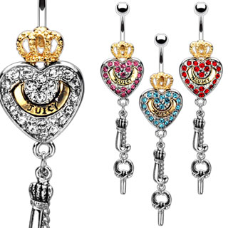 Piercing nombril cl de coeur royal