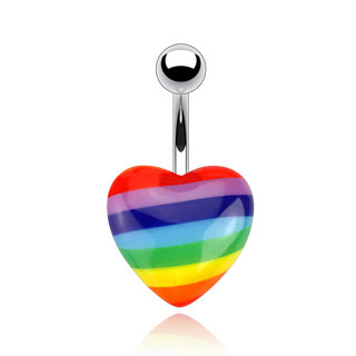 Piercing nombril coeur arc en ciel Gay Pride Rainbow