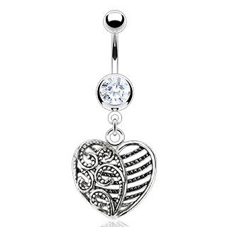 Piercing nombril coeur avec vignes