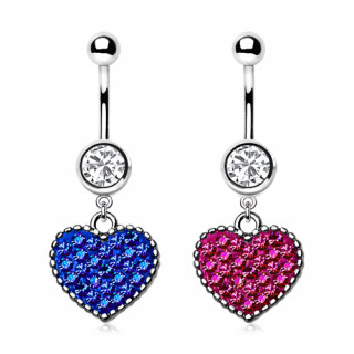 Piercing nombril coeur de cristal