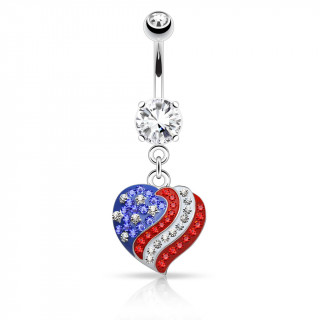 Piercing nombril coeur drapeau USA