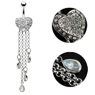 Piercing nombril coeur et chaines