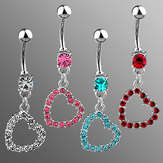 Piercing nombril coeur inscrust� de pierres