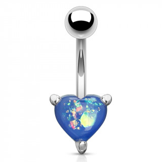 Piercing nombril  coeur d'opale bleue