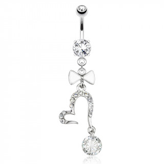 Piercing nombril  coeur ouvert et noeud papillon