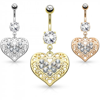 Piercing nombril coeur perfor de motifs tribaux