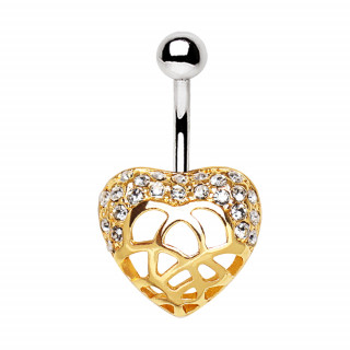 Piercing nombril  coeur structur dor pav de strass