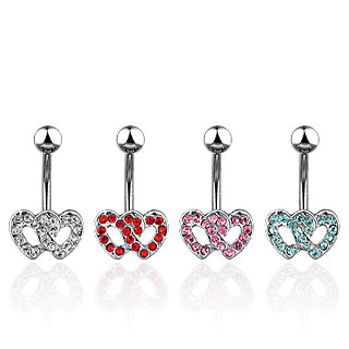 Piercing nombril coeurs crois�s