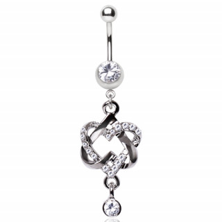 Piercing nombril coeurs entrelacs  strass