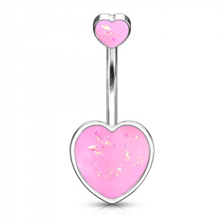 Piercing nombril  coeurs d'opale - Rose