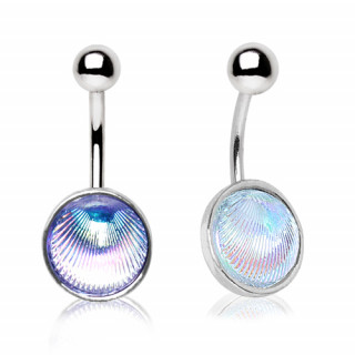 Piercing nombril coquillage holographique