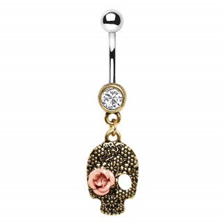 Piercing nombril crane vintage  oeil de rose