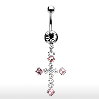 Piercing nombril croix bicolore