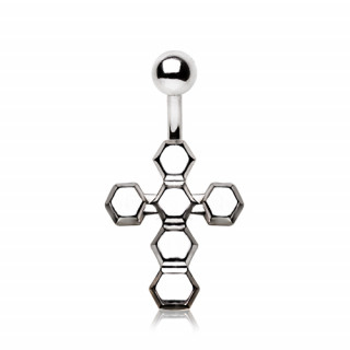 Piercing nombril croix formée d'éxagones