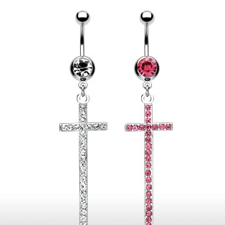 Piercing nombril Croix pav�e