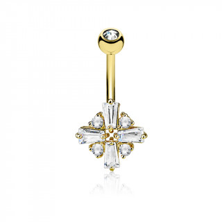 Piercing nombril croix royale dore