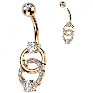 Piercing nombril cuivr  anneaux croiss sertis