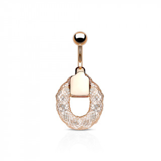 Piercing nombril cuivr  cage de cristaux