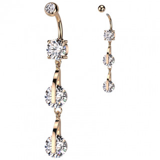 Piercing nombril cuivr double pendentif zirconium