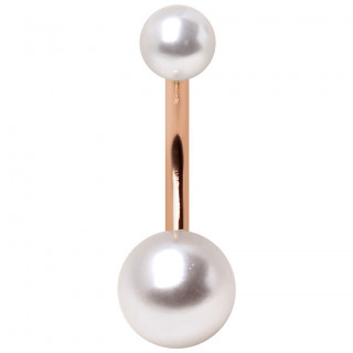 Piercing nombril cuivré en acier à perles blanches