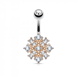 Piercing nombril cuivr toile clatante pave de strass