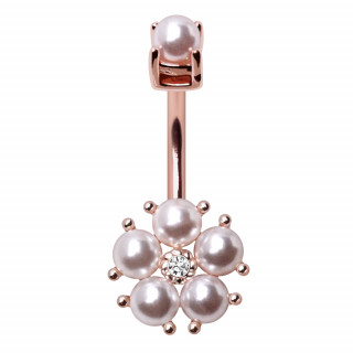 Piercing nombril cuivr fleur de perles et zirconium