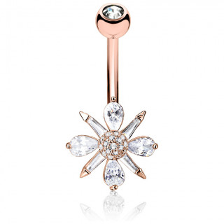 Piercing nombril cuivr� � fleur stellaire sertie