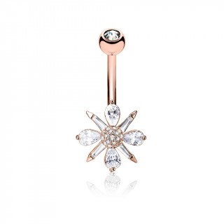 Piercing nombril cuivr  fleur stellaire sertie