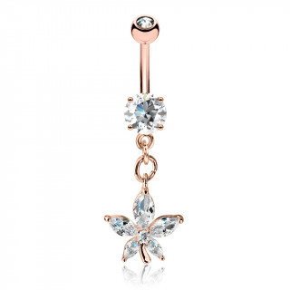 Piercing nombril cuivr  jolie fleur en pendentif