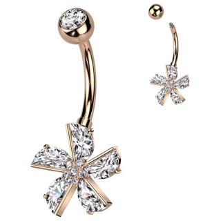 Piercing nombril cuivr style moulin  vent  zirconiums