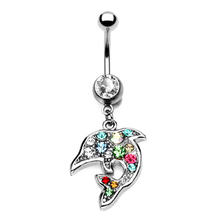 Piercing nombril dauphin multicolors