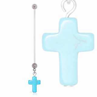 Piercing nombril de grossesse  croix turquoise