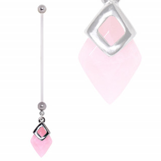 Piercing nombril de grossesse à quartz rose
