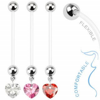 Piercing nombril de grossesse avec coeur zircon