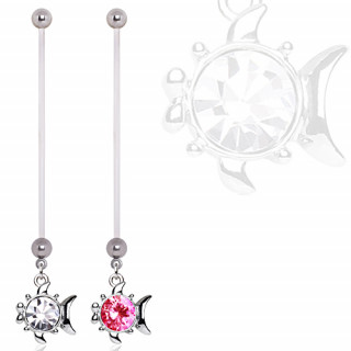 Piercing nombril de grossesse avec poisson  strass