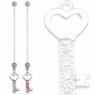 Piercing nombril de grossesse clef de coeur strass