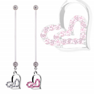 Piercing nombril de grossesse double coeur