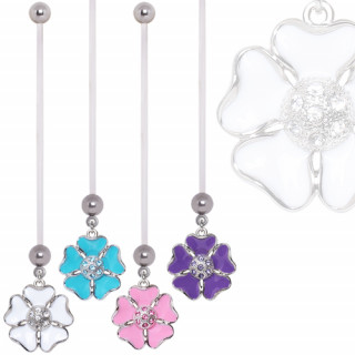 Piercing nombril de grossesse fleur cosmos