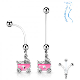 Piercing nombril de grossesse  poussette rose