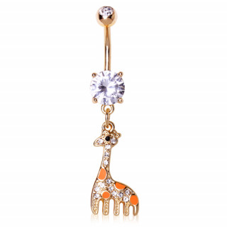 Piercing nombril dor  pendentif girafe