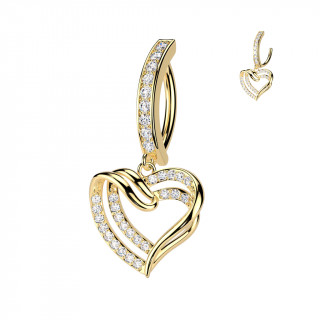 Piercing nombril dor  charnire avec pendentif coeur lgant