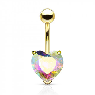 Piercing nombril dor  coeur cristal facett - Aurore Borale