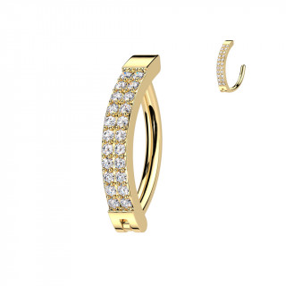 Piercing nombril dor  double ligne de zirconiums ( charnire)