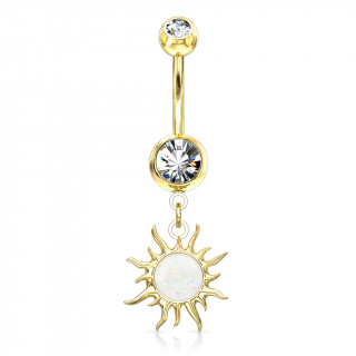 Piercing nombril dor pendentif soleil tribal  opale